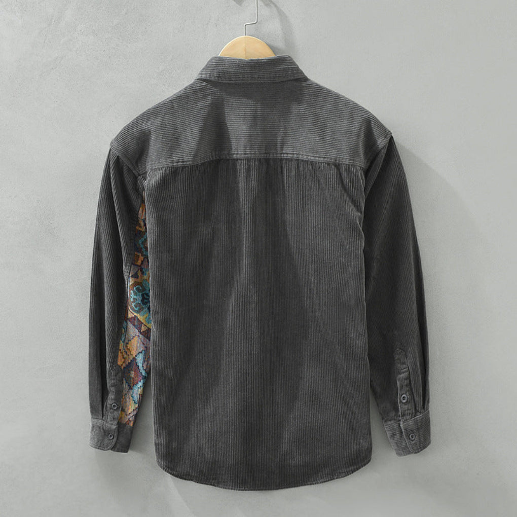 Långärmad herrskjorta med vintagemönster
